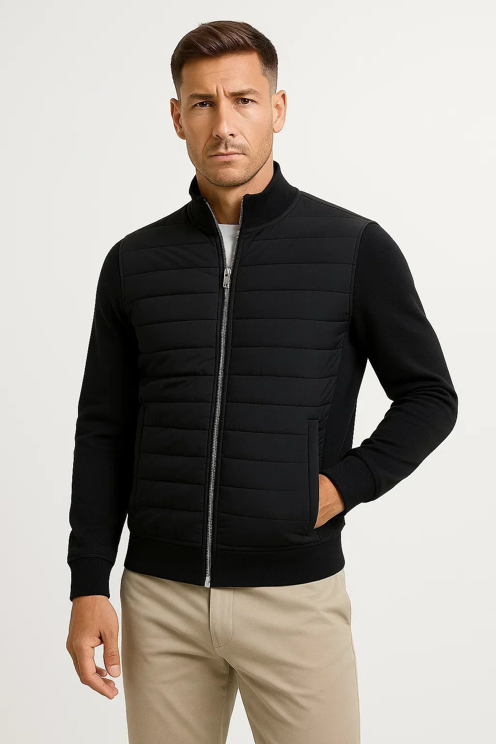Men's Quilted Front Hybrid Knit Jacket