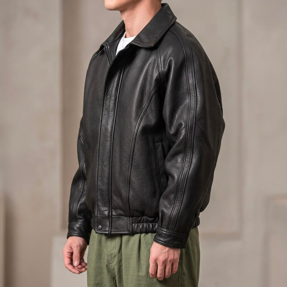 Men's Faux Leather Zip Jacket