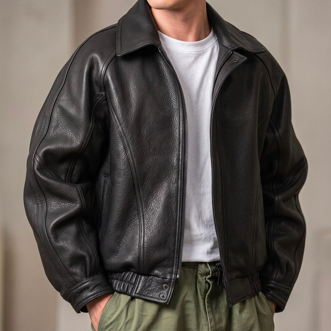 Men's Faux Leather Zip Jacket