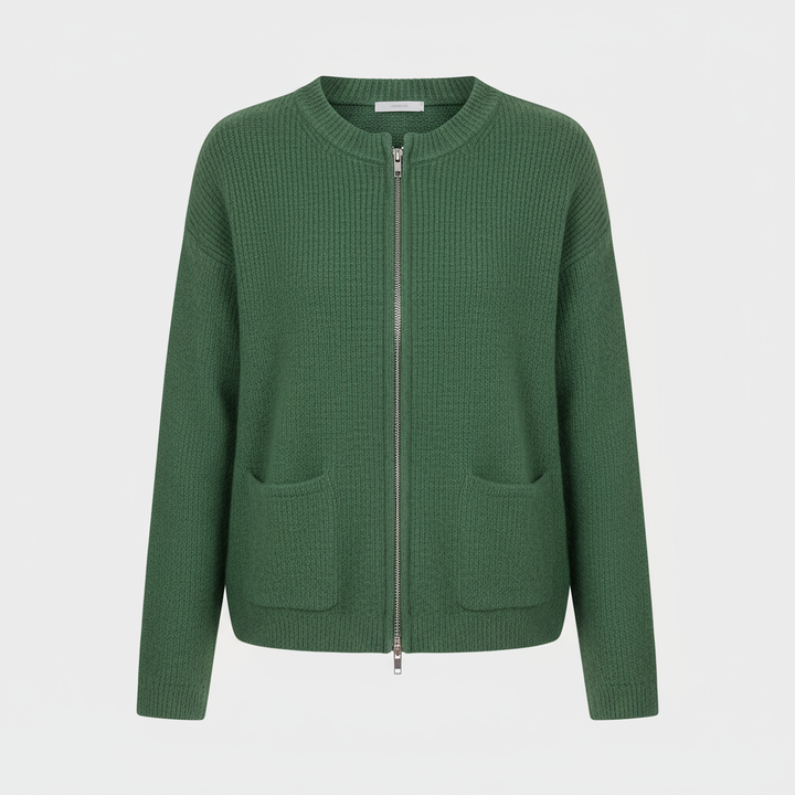 Women's Longline Ribbed Zip-Up Cardigan
