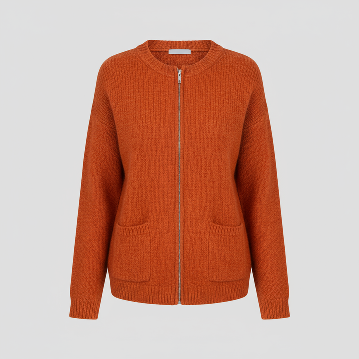Women's Longline Ribbed Zip-Up Cardigan
