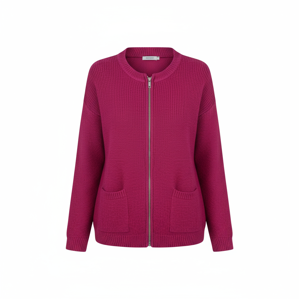 Women's Longline Ribbed Zip-Up Cardigan