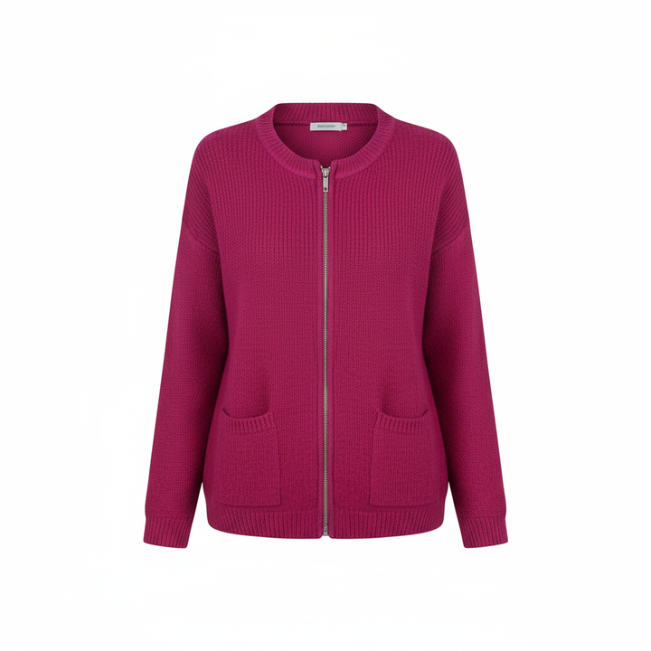 Women's Longline Ribbed Zip-Up Cardigan