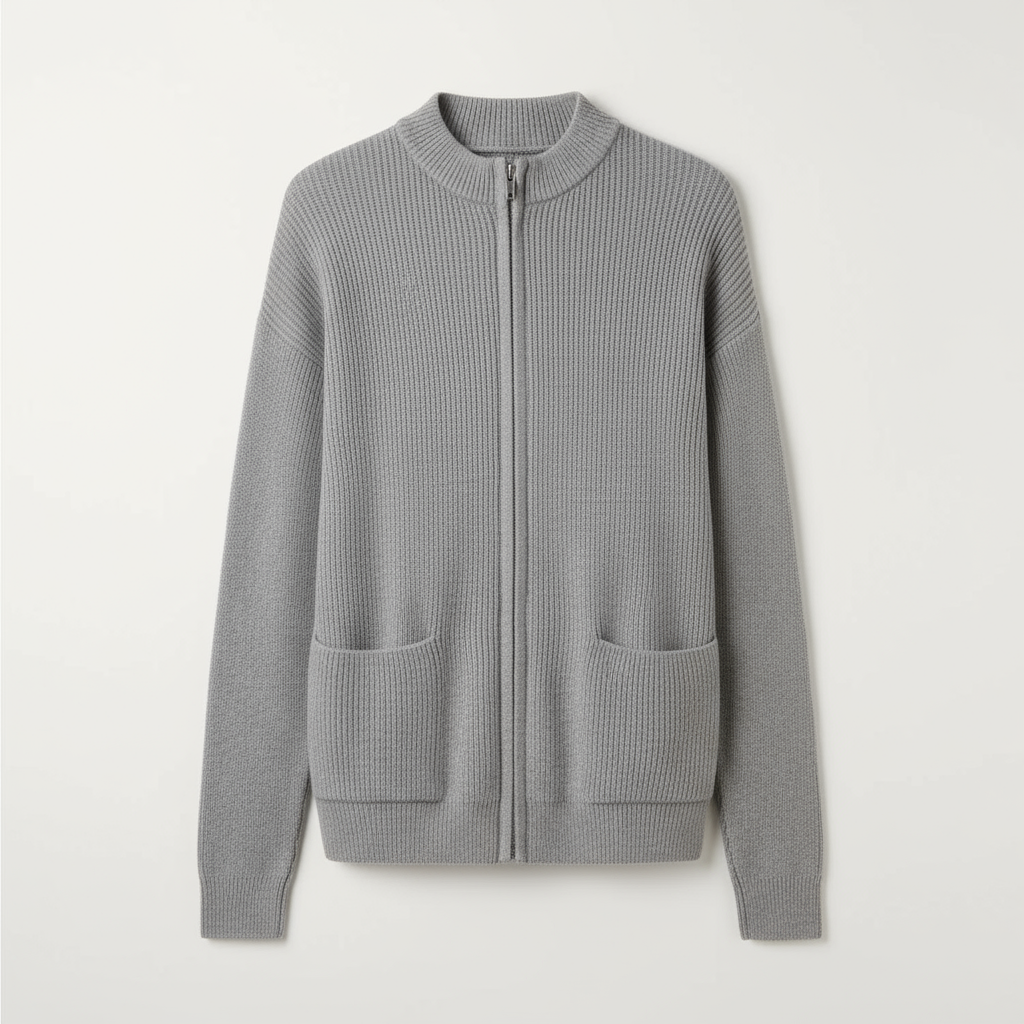 Women's Longline Ribbed Zip-Up Cardigan
