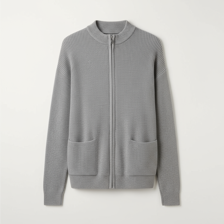 Women's Longline Ribbed Zip-Up Cardigan