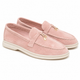 Women's plain loafers with moc toe stitching and decorative bit detail