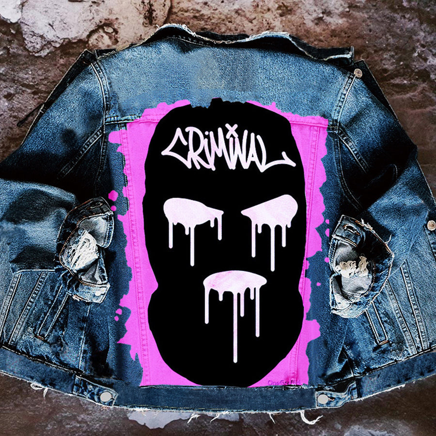 Unisex denim jacket with large Halloween graphic back print