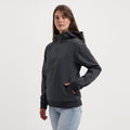 Women's dark grey hooded sweatshirt with long sleeves and ribbed trims