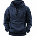 Men's lace-up hooded sweatshirt with long sleeves and kangaroo pocket