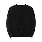 Men's slim fit V-neck button cardigan with long sleeves and ribbed trims