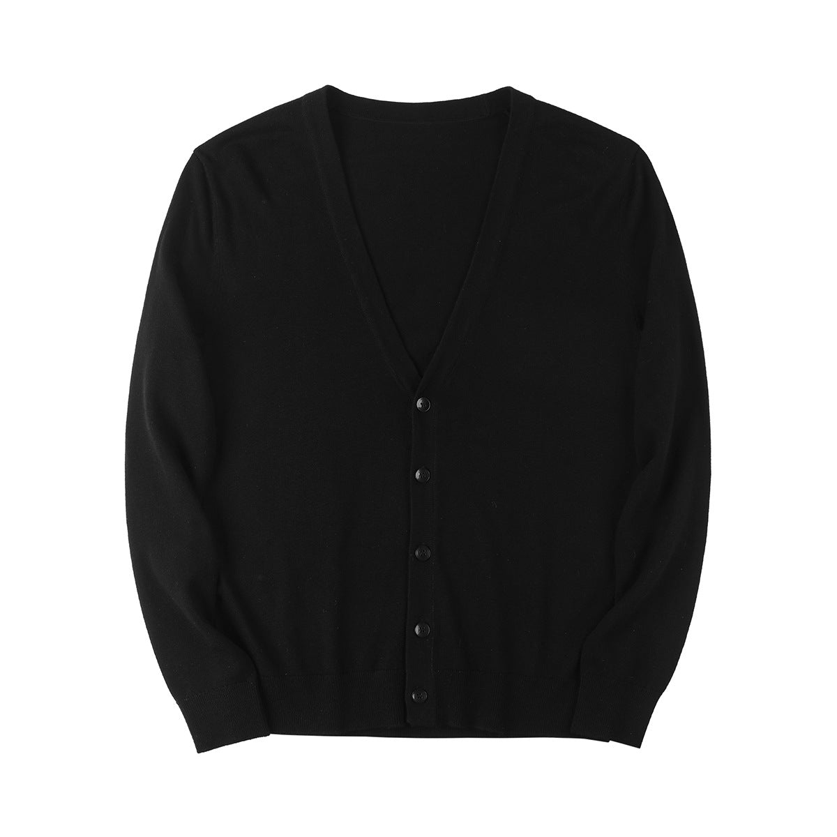Men's slim fit V-neck button cardigan with long sleeves and ribbed trims
