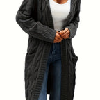 Women's knitted button-front cardigan with long sleeves