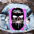 Unisex denim jacket with large Halloween graphic back print