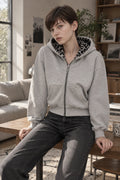 Women's reversible leopard print zip hoodie with hood and front pockets