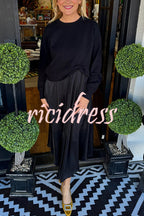Women's knit sweater and ruched flowing midi dress two-piece set