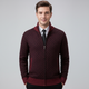 Men's diamond pattern zip-front sweater with stand collar