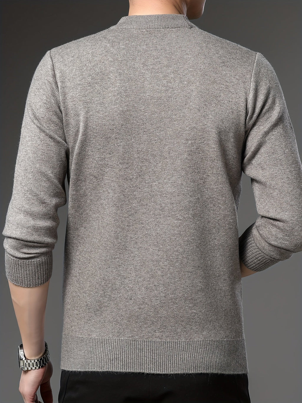 Men's geometric pattern crew-neck jumper with long sleeves