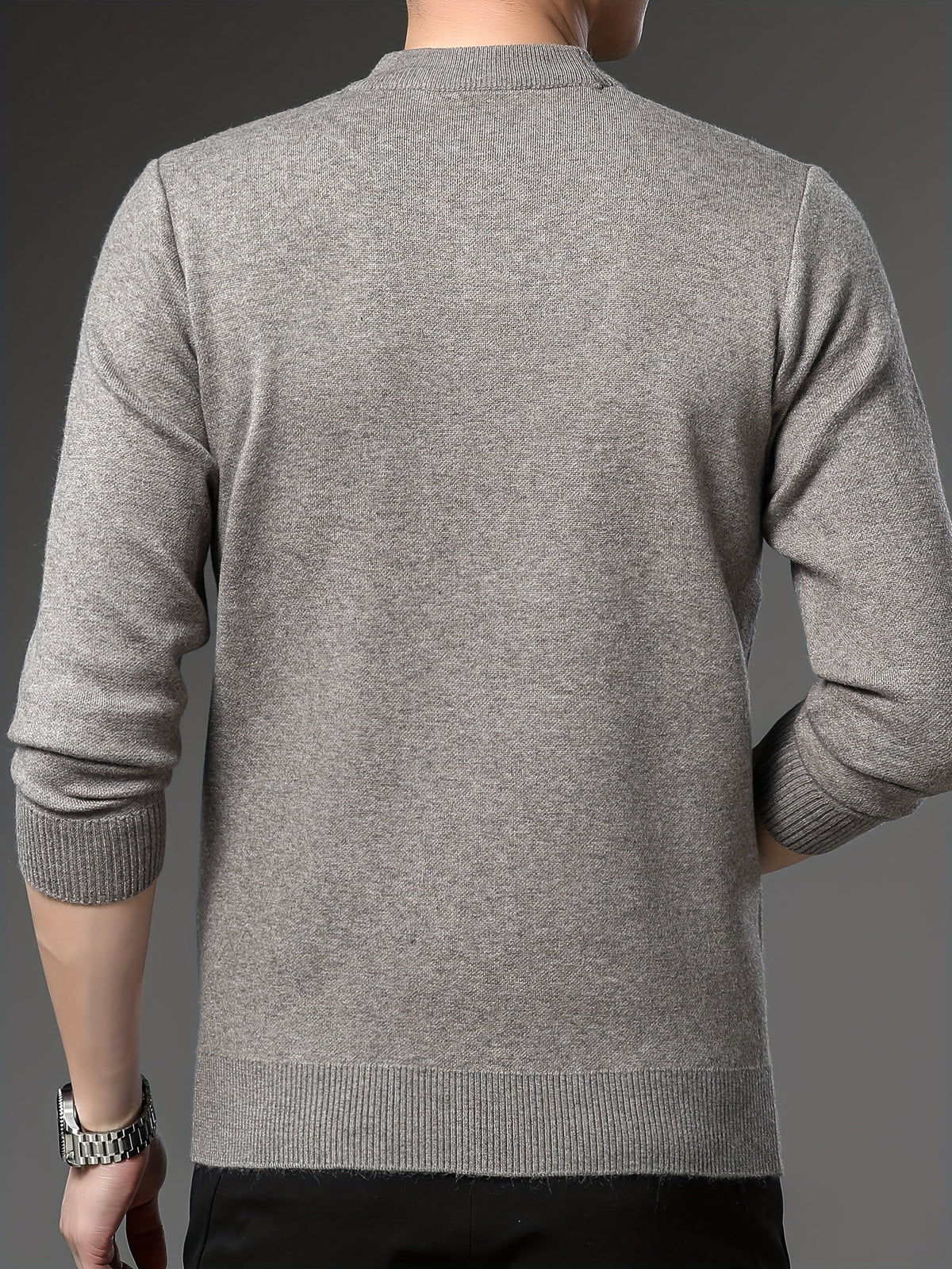 Men's geometric pattern crew-neck jumper with long sleeves