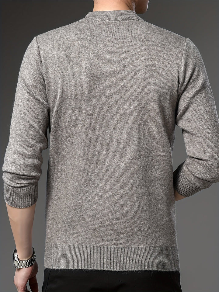 Men's geometric pattern crew-neck jumper with long sleeves