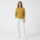 Women's crew neck knitted sweater with long sleeves and ribbed trims
