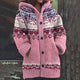 Women's Nordic patterned hooded knit cardigan with buttons