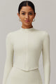 Women's fitted cropped jacket with high collar and front zip