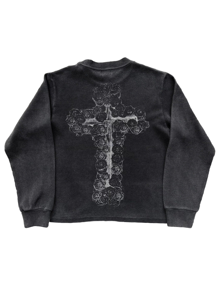 Dark graphic sweatshirt with contrasting front figure design