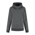 Women's dark grey hooded sweatshirt with long sleeves and ribbed trims