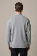 Men's oversized knitted cardigan with spread collar and button front