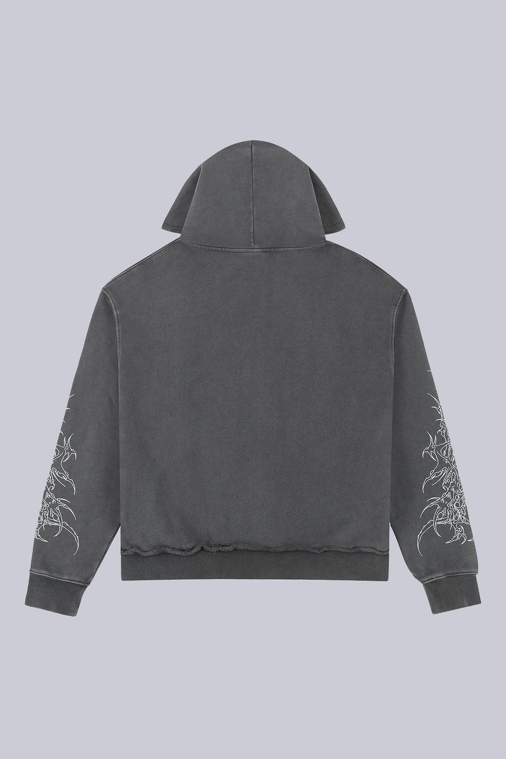 Black zip hoodie with cathedral graphic and hood
