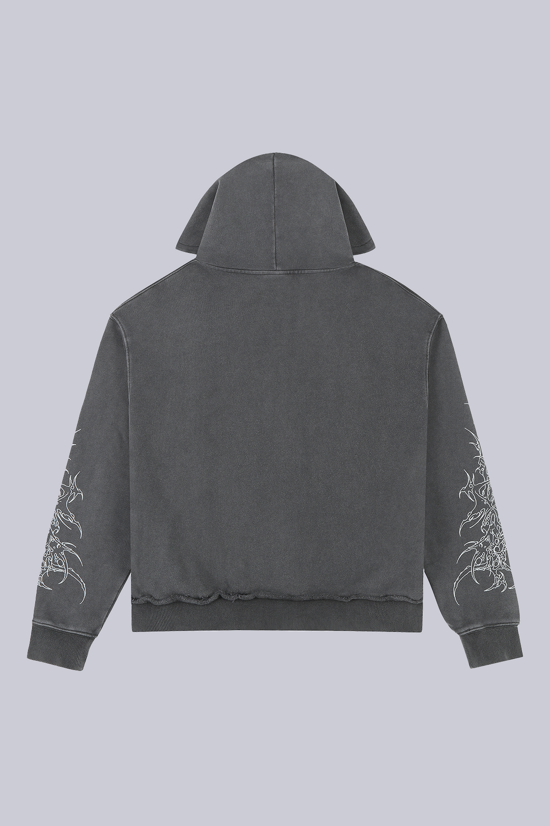 Black zip hoodie with cathedral graphic and hood
