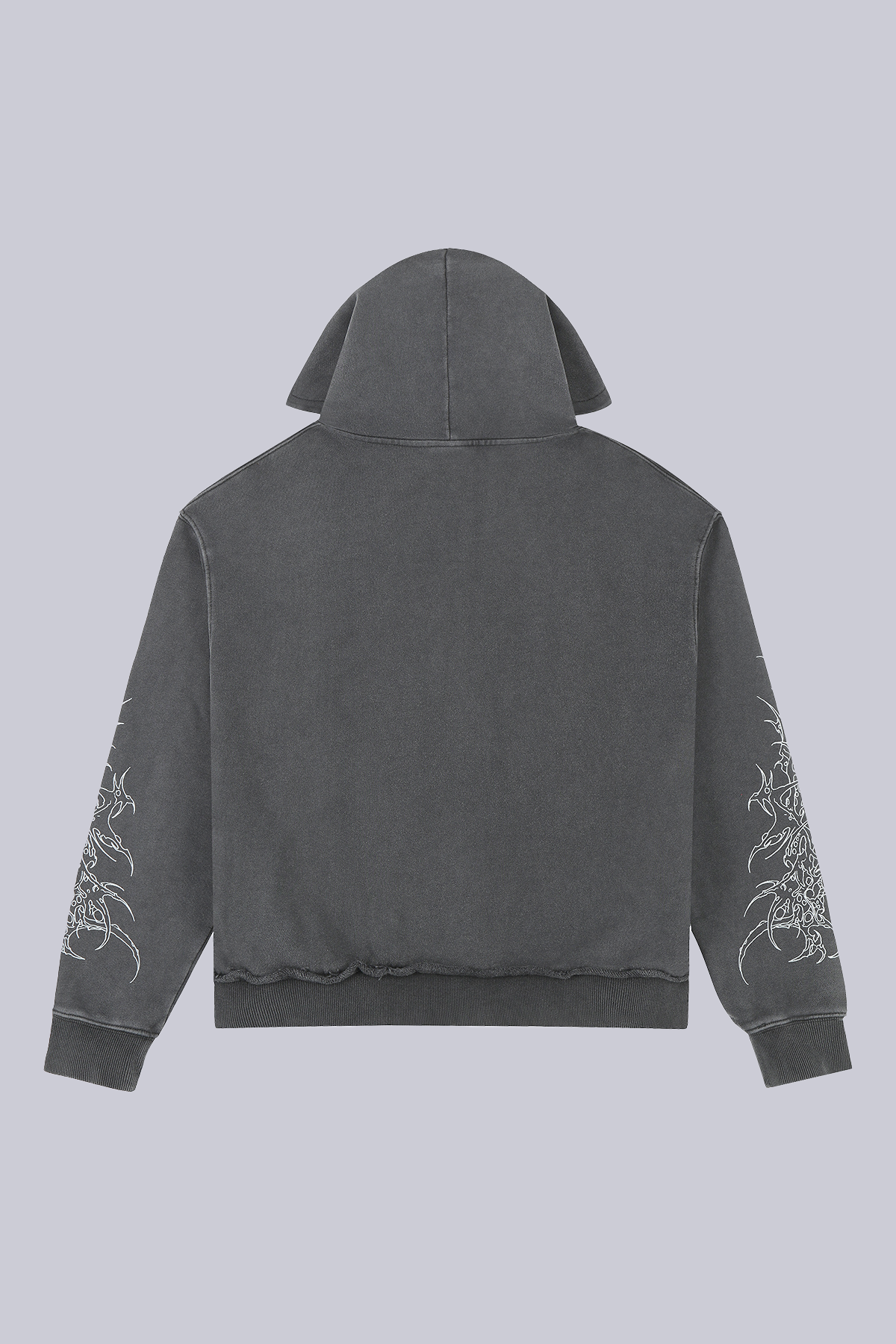 Black zip hoodie with cathedral graphic and hood