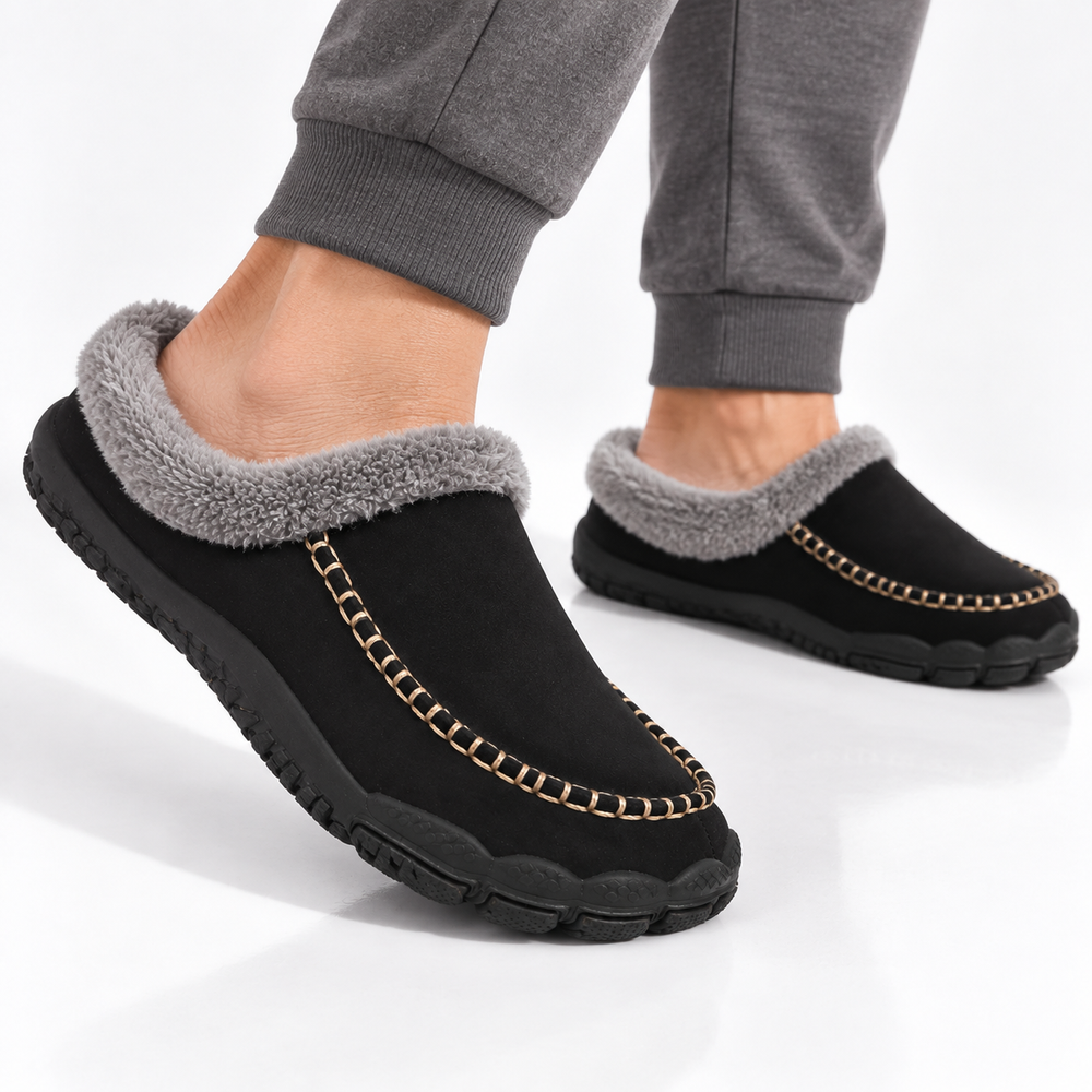 Men's Fleece-Lined Mule Slippers