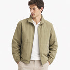 Men's plain windbreaker jacket with stand collar, full zip and zipped pockets