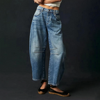 Women's high-waist cropped wide-leg trousers with front pockets