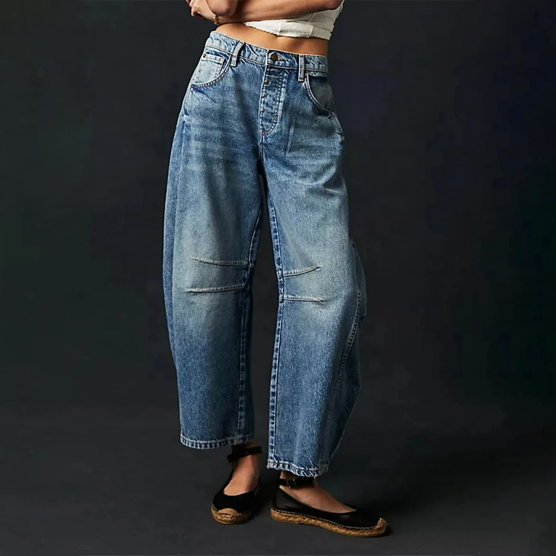 Women's high-waist cropped wide-leg trousers with front pockets