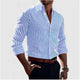 Men's vertical striped shirt with button front and rolled sleeves