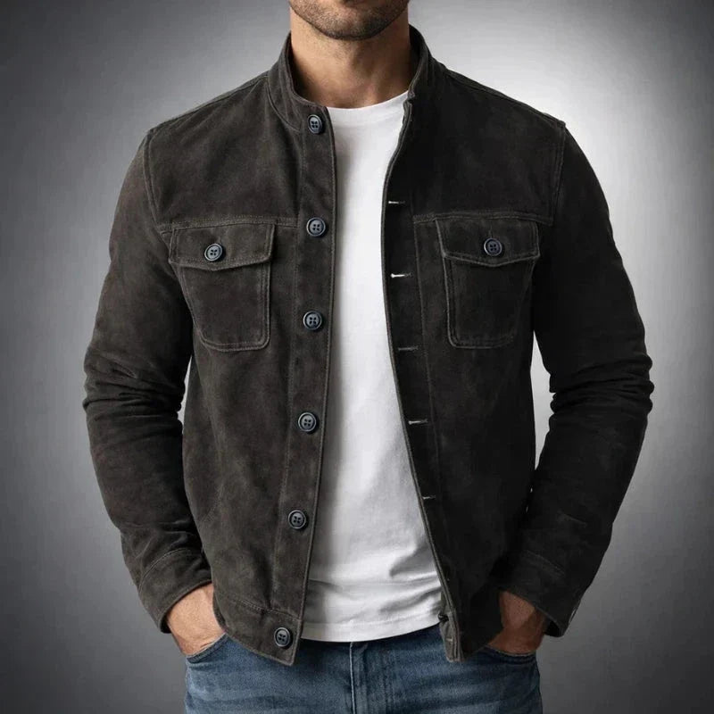 Men's Vintage Suede-Look Utility Jacket