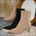 Women's pointed toe ankle boots with high heels and side zips