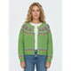 Women's multicoloured knitted cardigan with floral pattern bands and button front