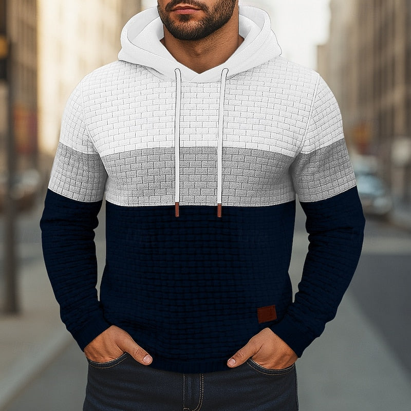 Men's Colour Block Waffle Hoodie