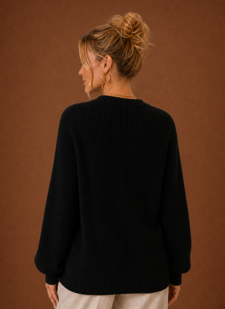 Women's ribbed V-neck button front cardigan with long sleeves