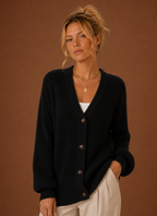 Women's ribbed V-neck button front cardigan with long sleeves