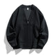 Men's textured knit cardigan with V-neck, zip front and patch pockets
