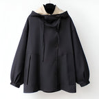 Colorblock hooded windbreaker jacket with long sleeves and front zipper