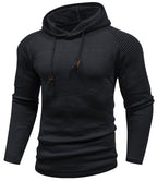 Men's hooded hoodie with ribbed shoulder panels and drawstrings