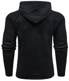 Men's hooded hoodie with ribbed shoulder panels and drawstrings
