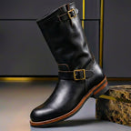 Slouch ankle boots with buckle straps and low heels