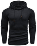 Men's hooded hoodie with ribbed shoulder panels and drawstrings
