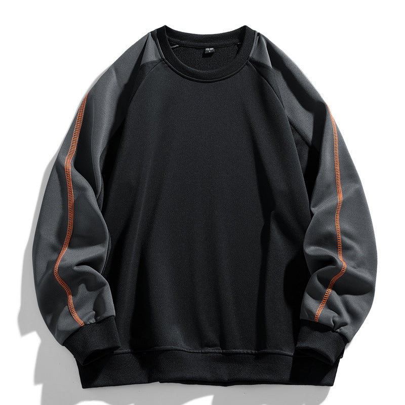 Unisex colourblock crew-neck sweatshirt with contrast long sleeves and orange seam detailing